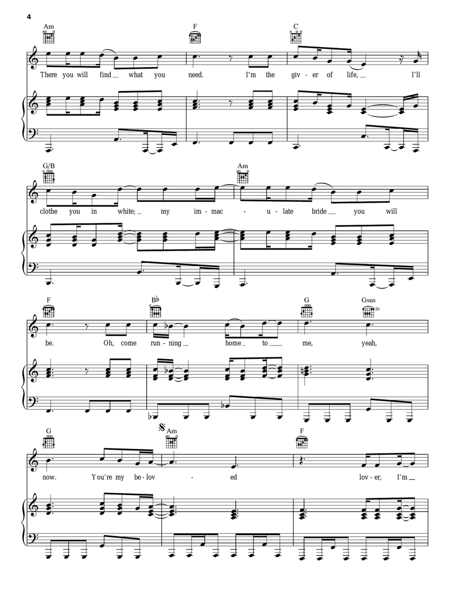 Beloved Beloved Piano, Vocal, Guitar scores gallery preview page 4