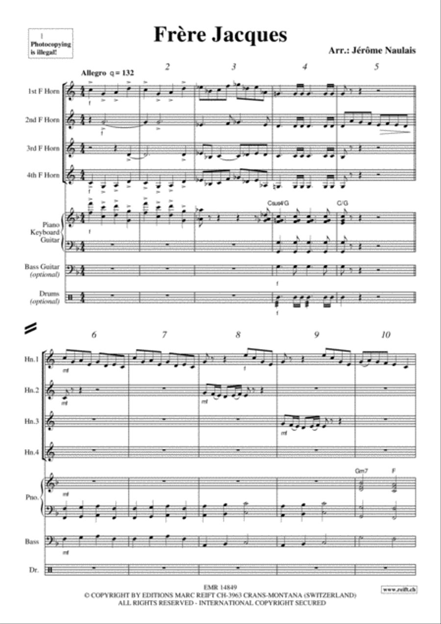 Frere Jacques Frere Jacques Horn scores gallery preview page 3