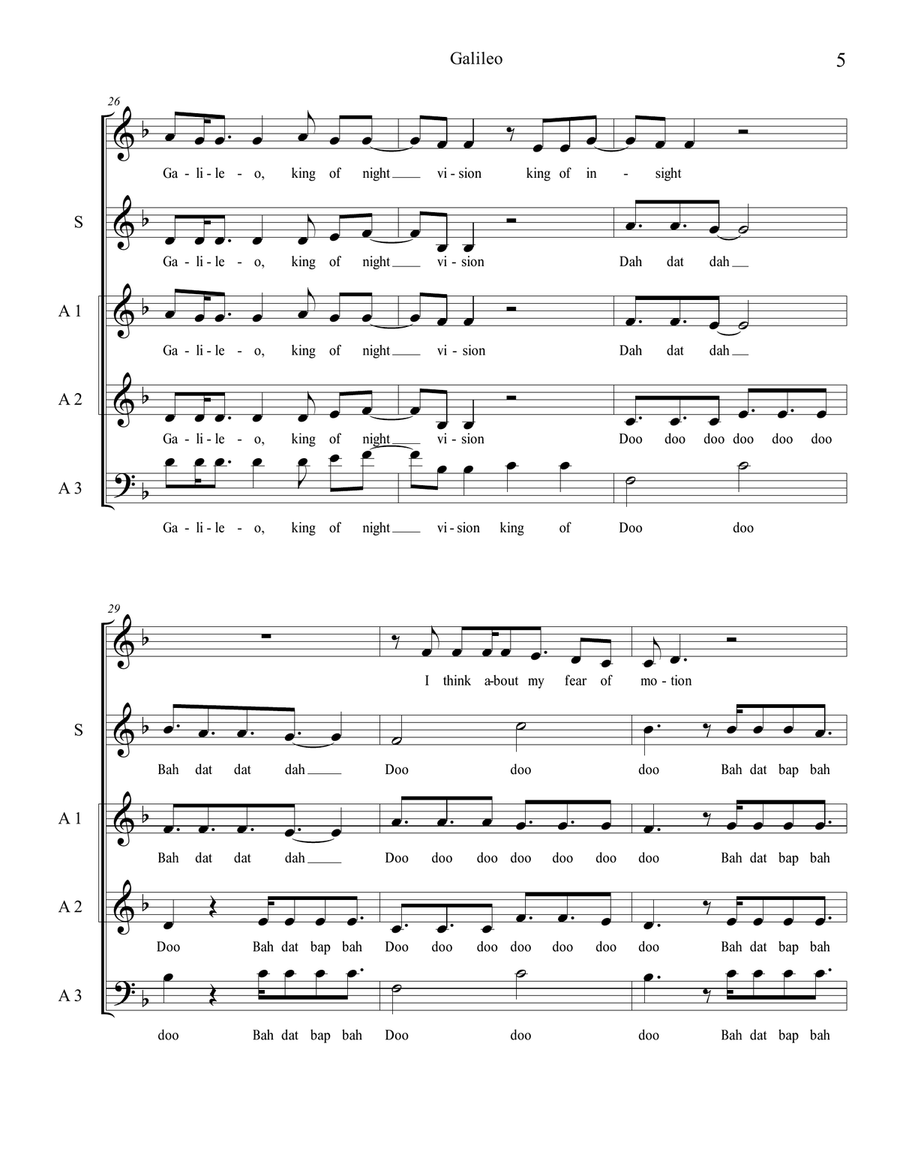 Galileo Galileo A Cappella scores gallery preview page 5