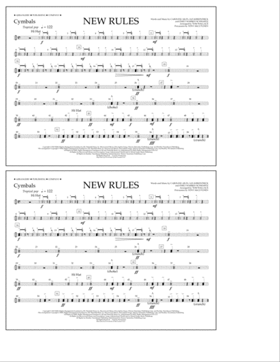 New Rules - Cymbals Marching Band scores gallery preview page 1