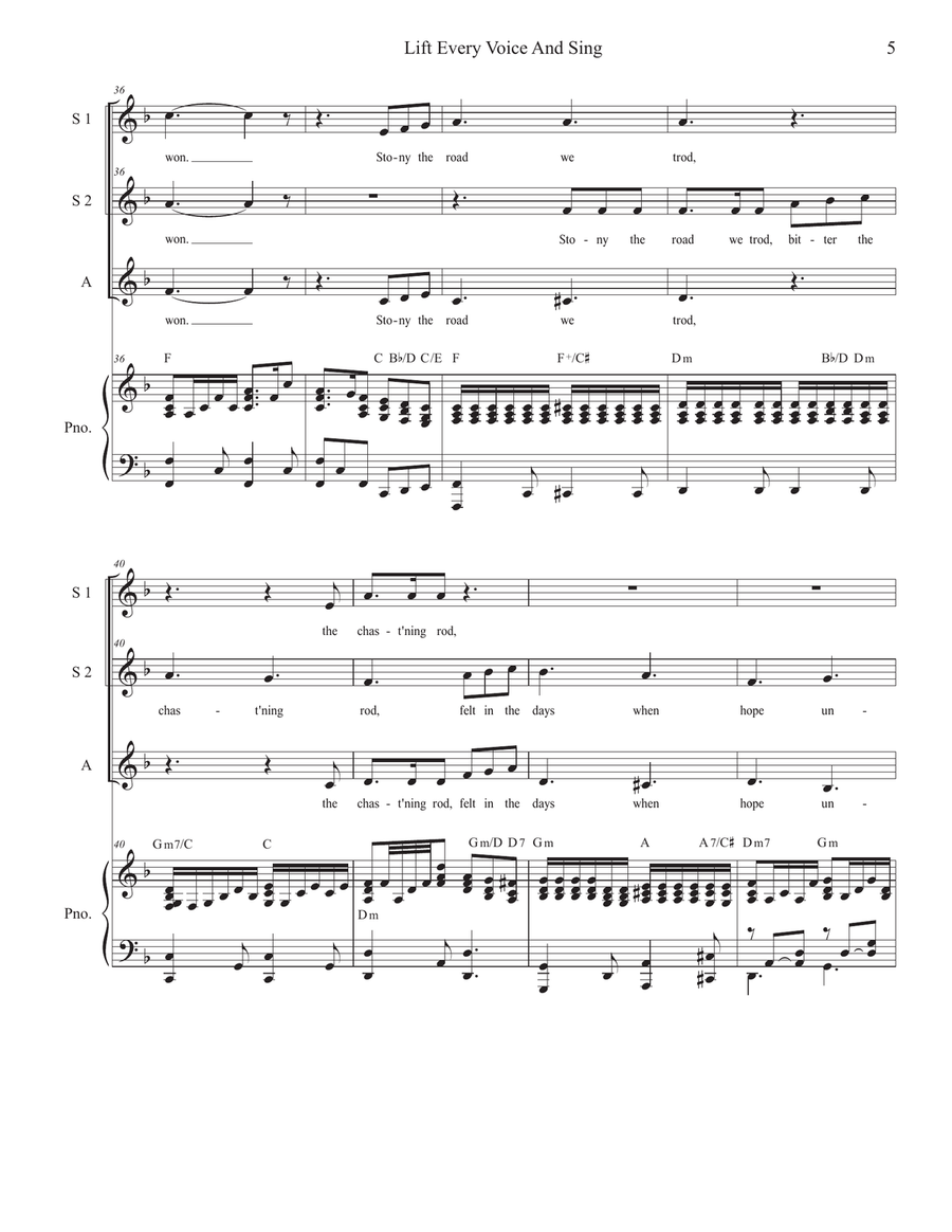 Lift Every Voice And Sing (Vocal Trio - (SSA) SSA scores gallery preview page 6