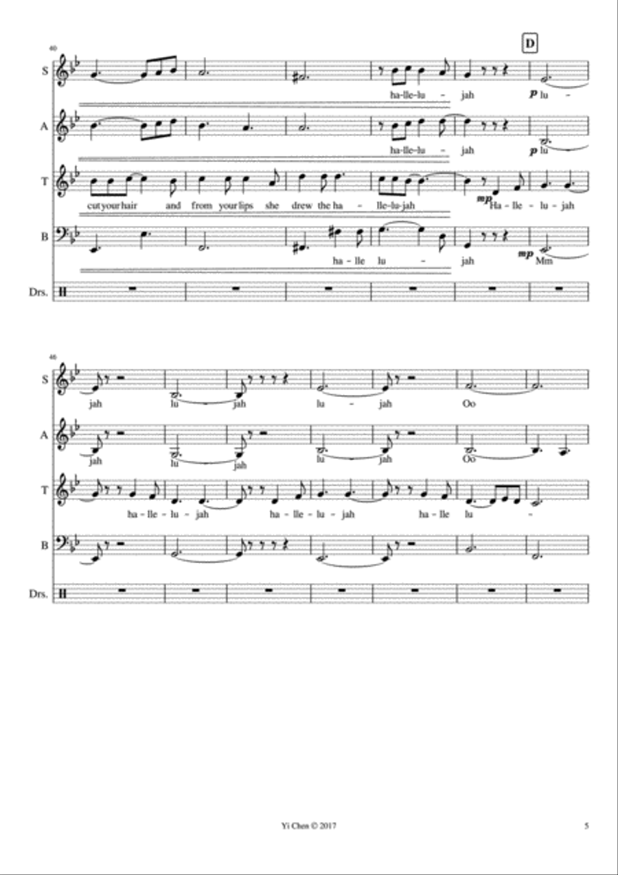 Hallelujah A Cappella scores gallery preview page 5