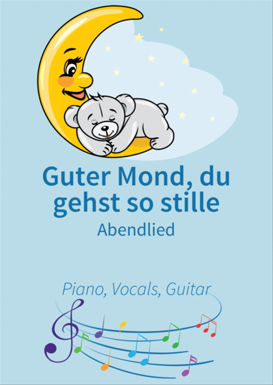 Guter Mond, du gehst so stille Piano, Vocal, Guitar scores gallery preview page 1
