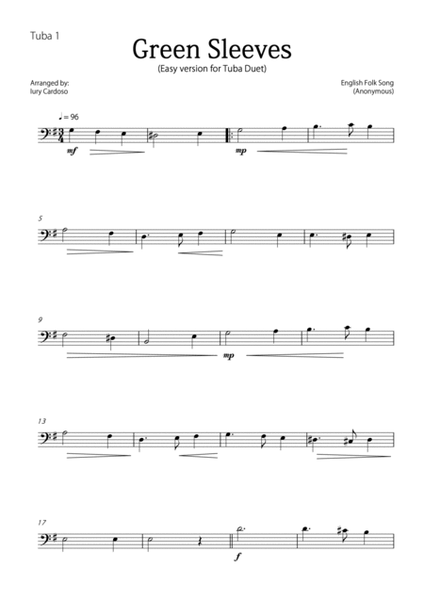 "Green Sleeves" - Beautiful easy version for TUBA DUET image number null