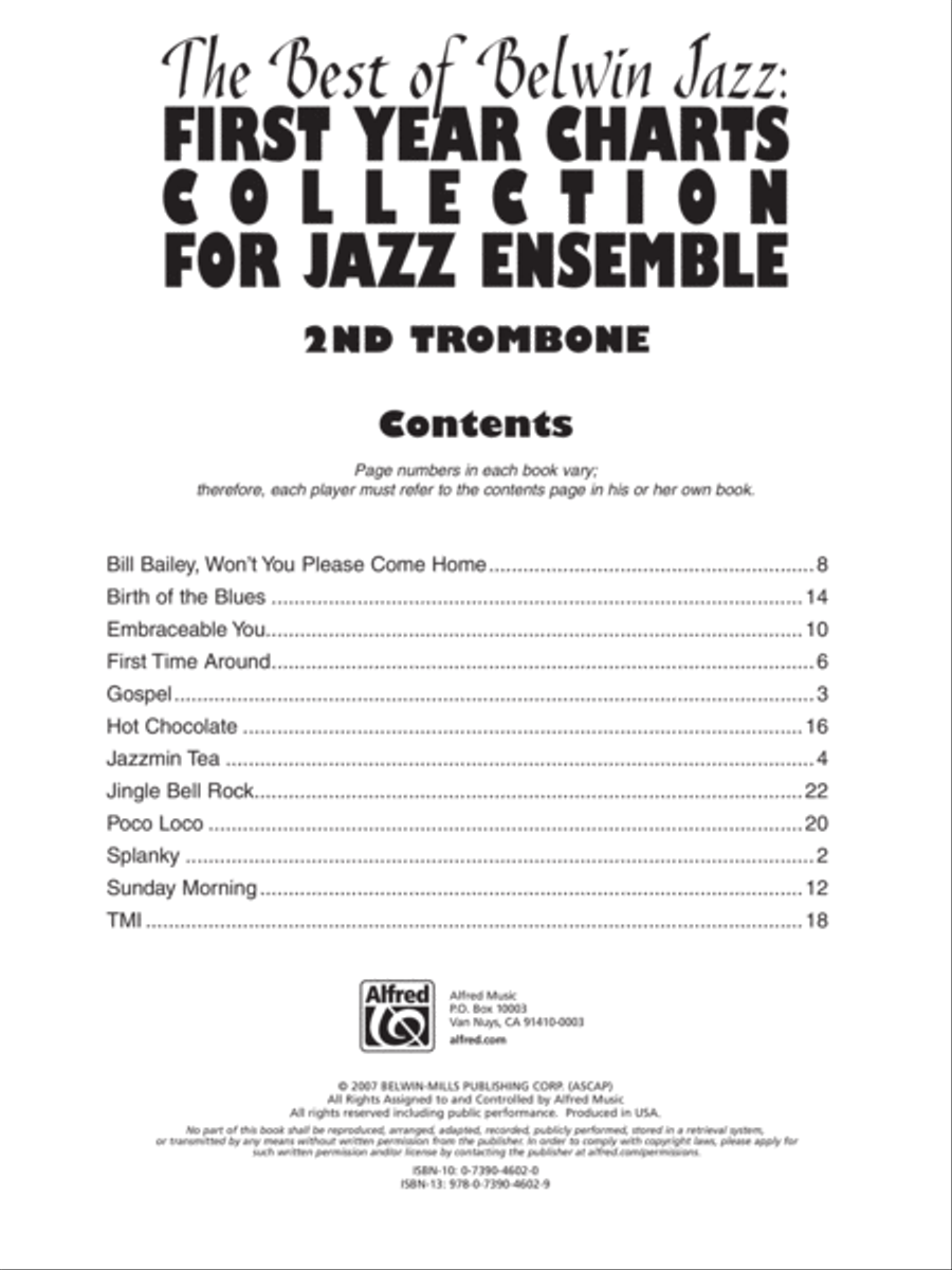 First Year Charts Collection for Jazz Ensemble