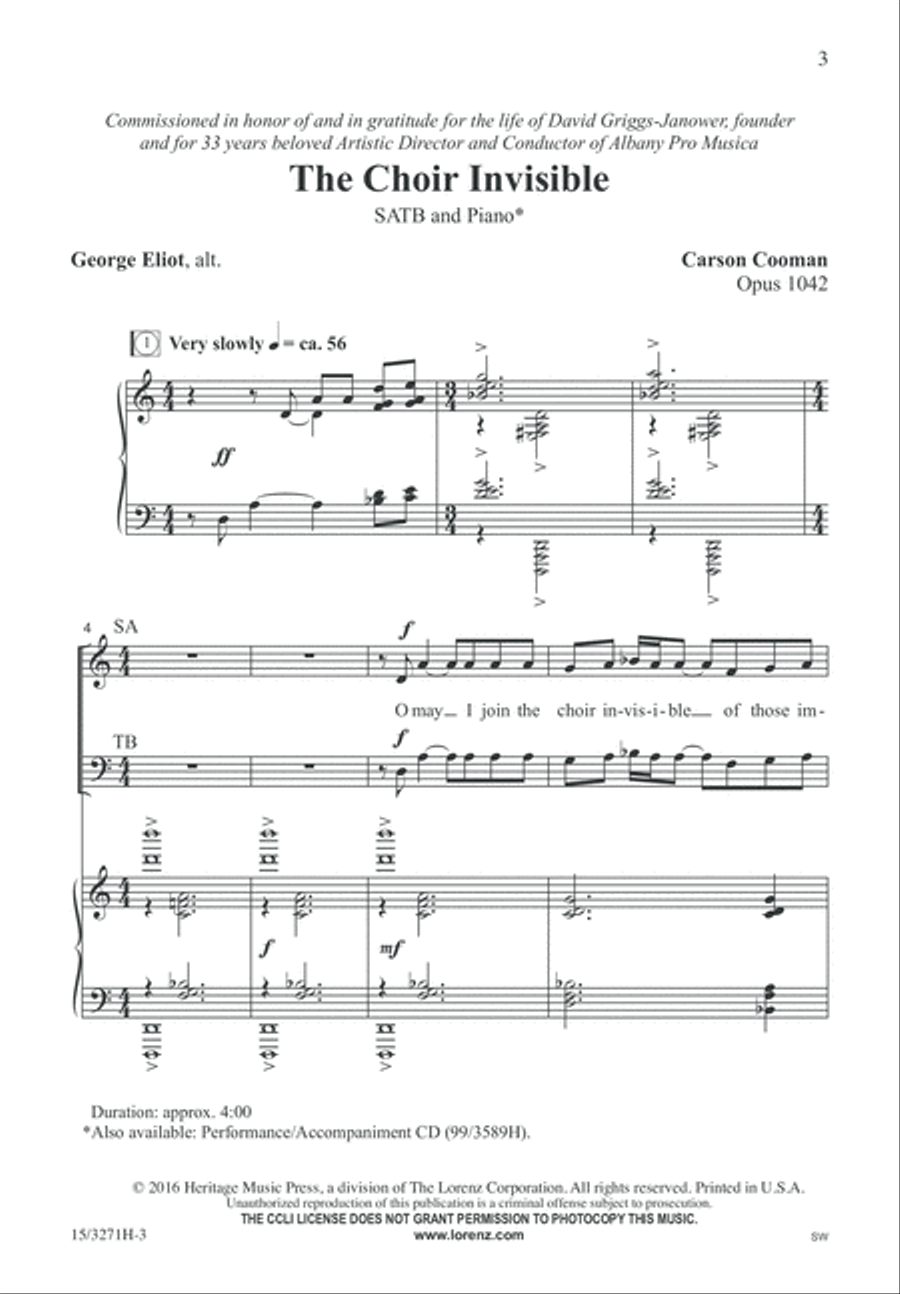 The Choir Invisible 4-Part scores gallery preview page 3