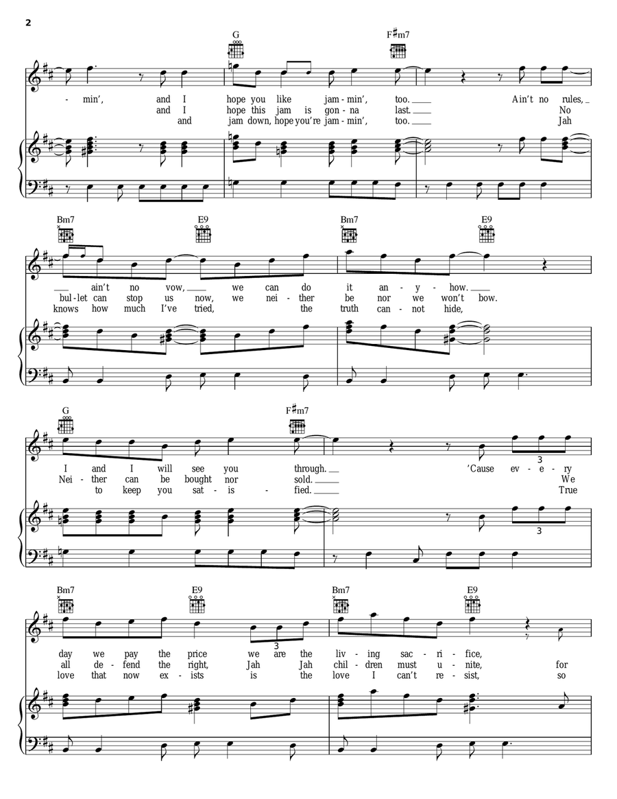 Jamming Jamming Piano, Vocal, Guitar scores gallery preview page 2
