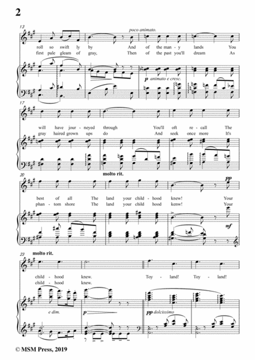 Victor Herbert-Toyland,in A Major,for Voice and Piano image number null