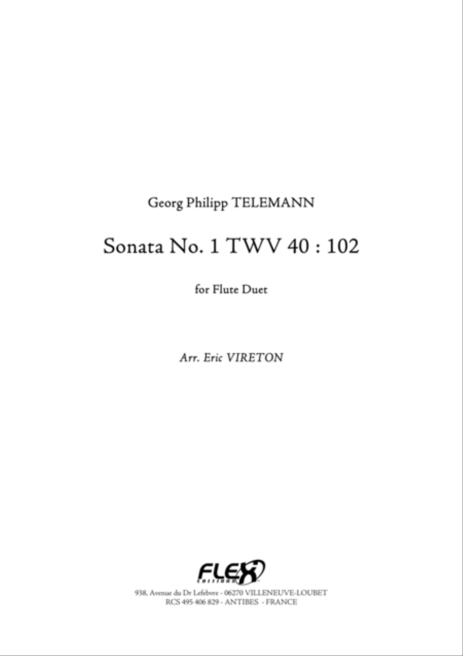 Sonata No. 1 TWV 40 : 102 Flute Duet scores gallery preview page 1