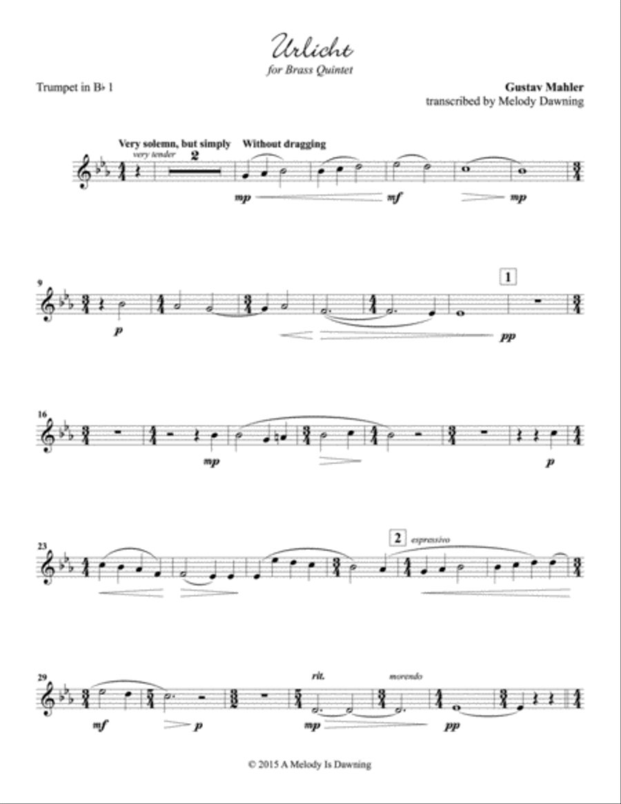 Urlicht (Mahler) for Brass Quintet Brass Quintet scores gallery preview page 6