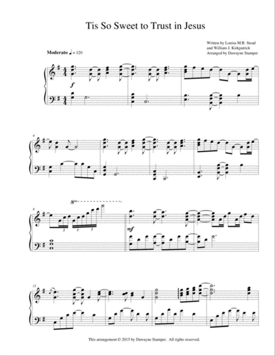 Tis So Sweet To Trust In Jesus Piano Solo scores gallery preview page 2