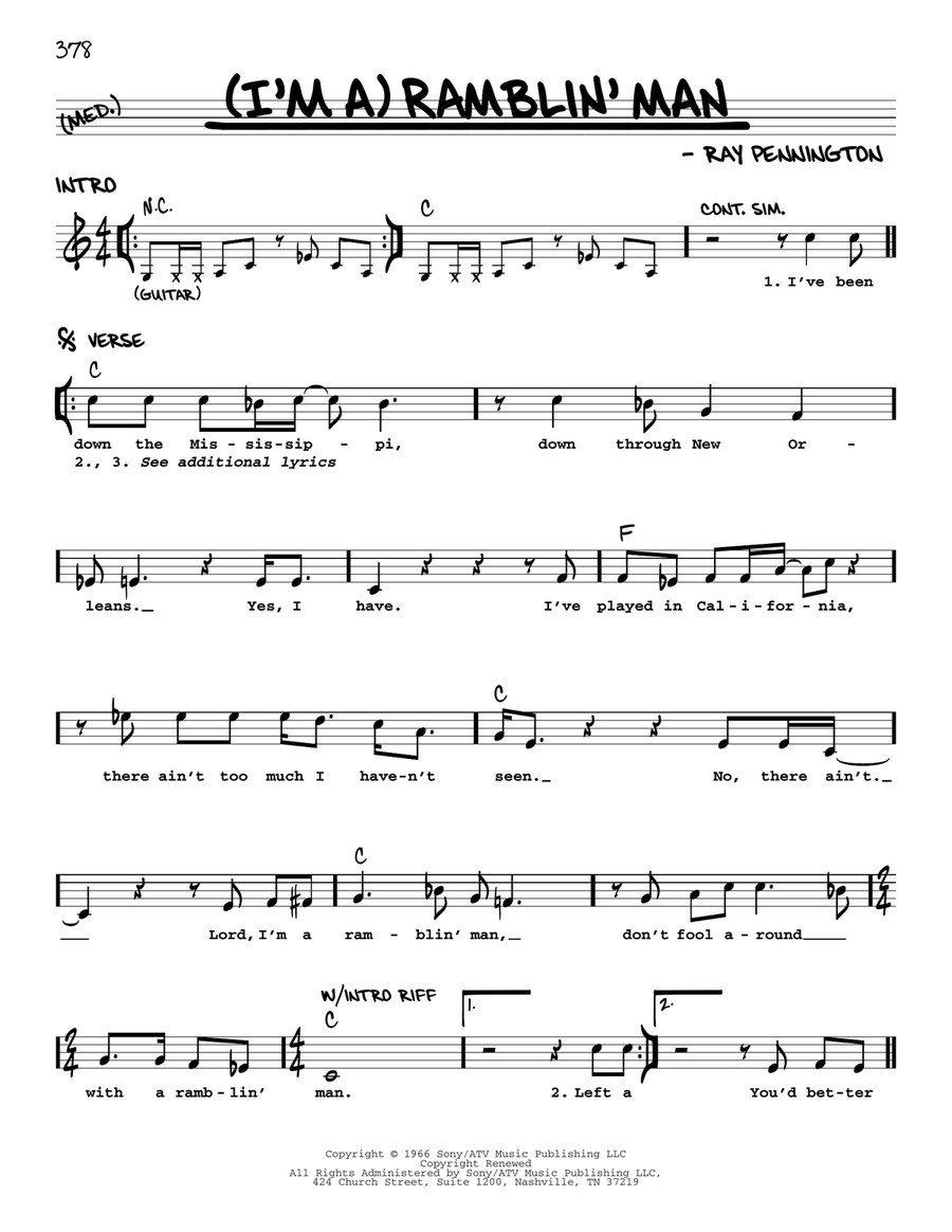 (I'm A) Ramblin' Man Voice scores gallery preview page 1
