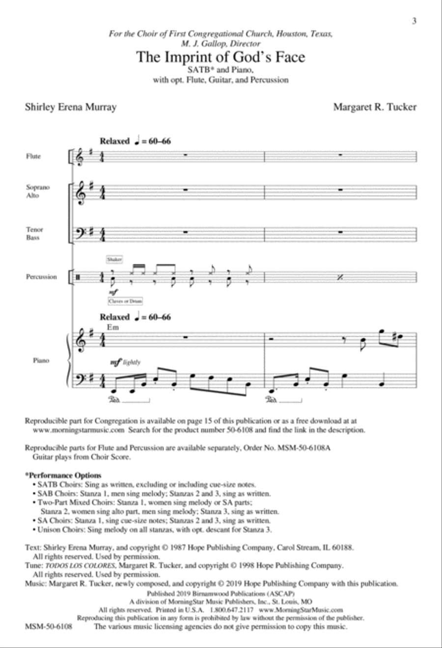 The Imprint of God's Face 4-Part scores gallery preview page 2