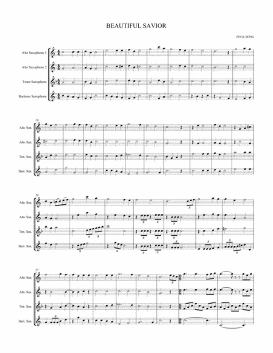 Beautiful Savior and Blessed Assurance Woodwind Quartet scores gallery preview page 1