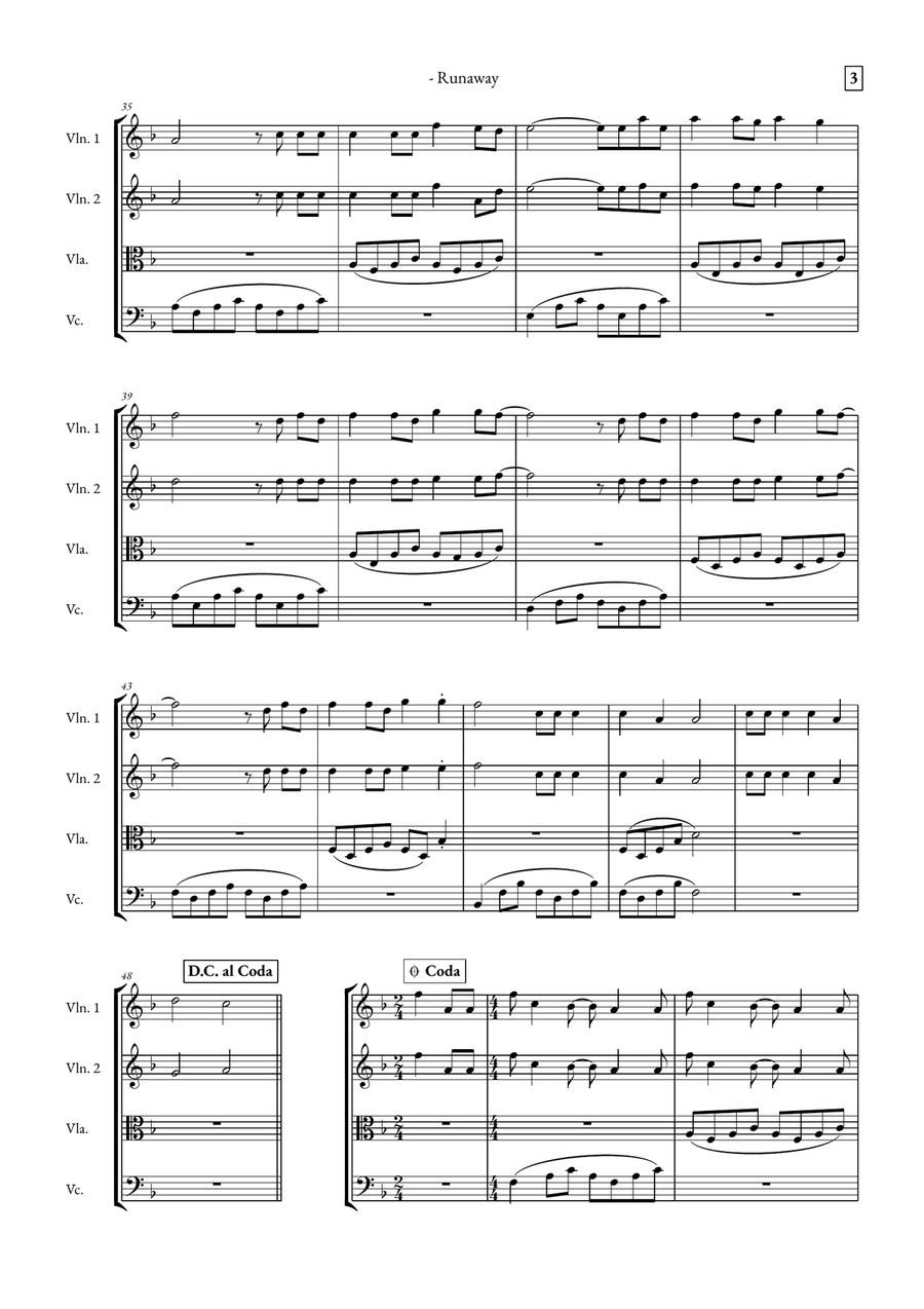 Runaway String Quartet scores gallery preview page 3