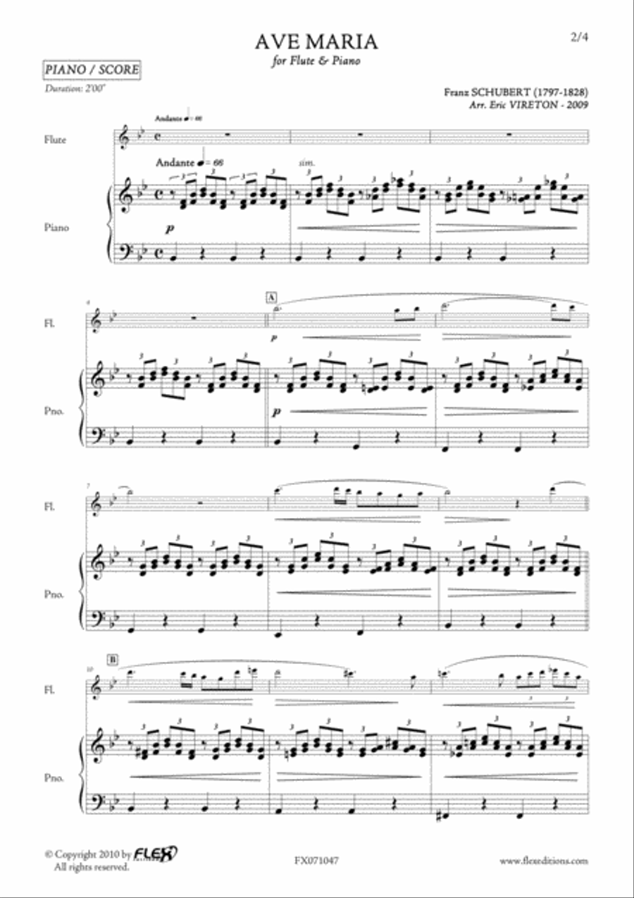 Ave Maria Flute Solo scores gallery preview page 2