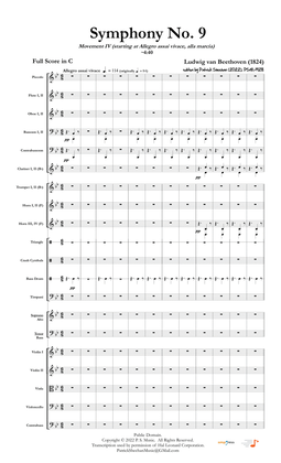 Book cover for Symphony No. 9, Mvt. IV (alla marcia) (Beethoven's "Ode to Joy") [full score & set of parts]