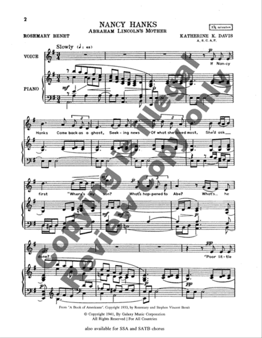 Nancy Hanks High Voice scores gallery preview page 5