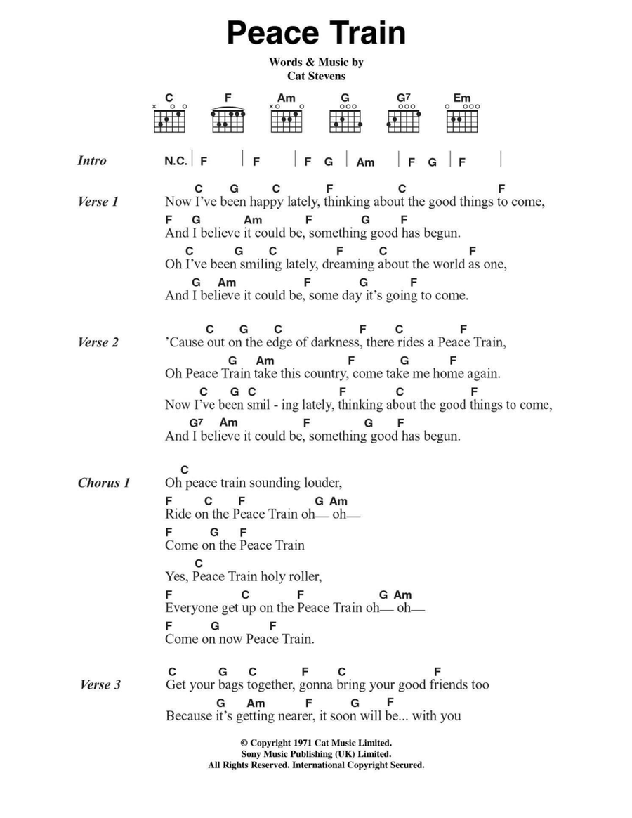 Peace Train Acoustic Guitar scores gallery preview page 1