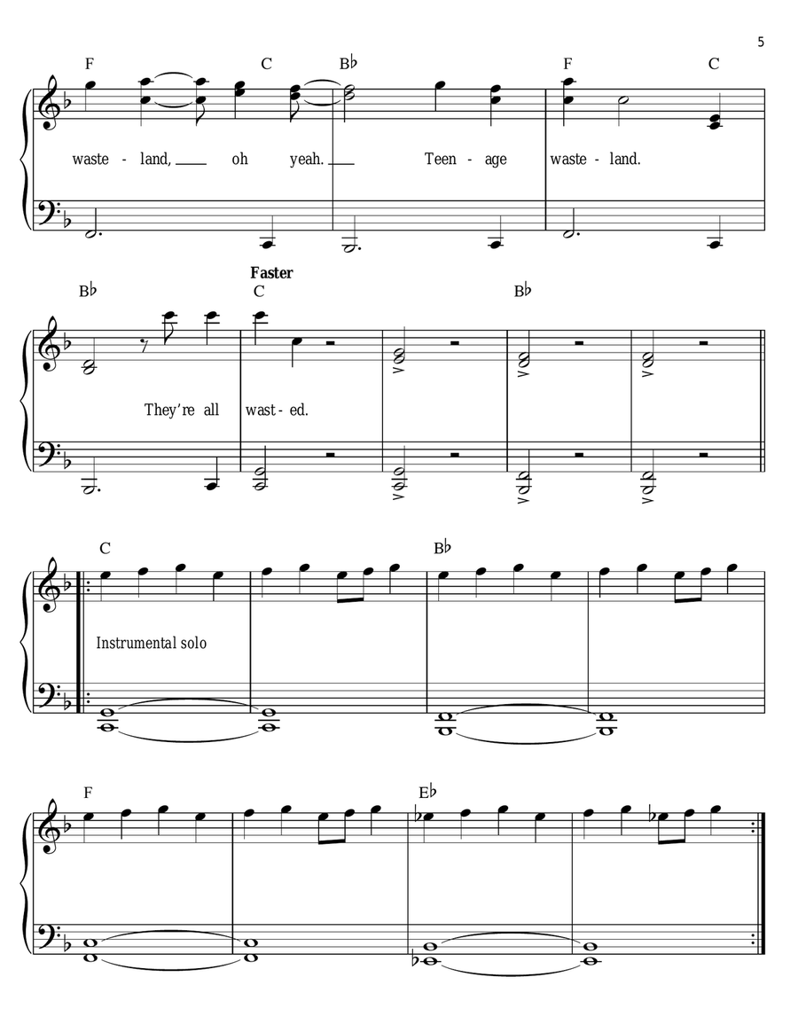 Baba O'Riley Baba O'Riley Easy Piano scores gallery preview page 5