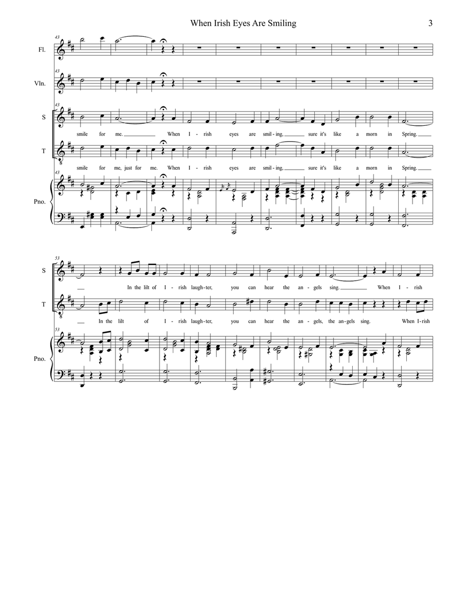 When Irish Eyes Are Smiling (Duet for Soprano and Tenor Solo) Tenor Voice scores gallery preview page 3