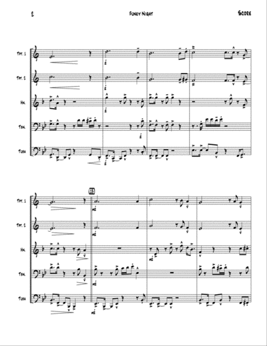 Funky Night (Silent Night) Brass Ensemble scores gallery preview page 3