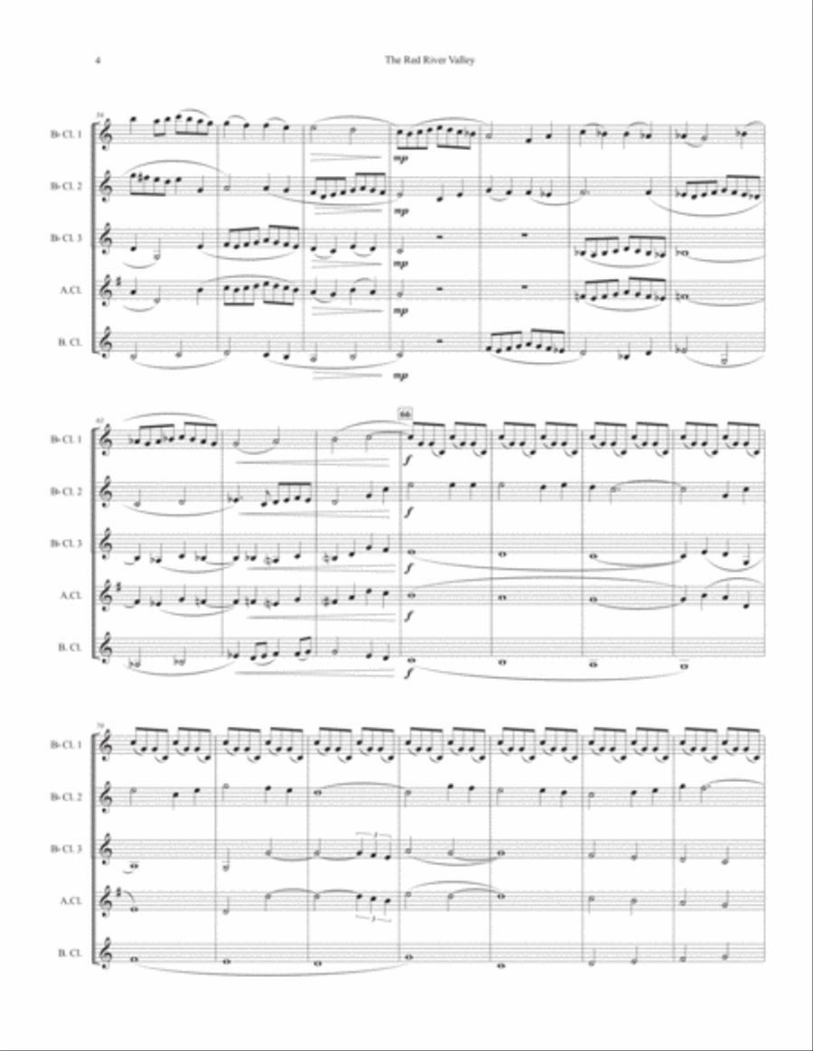 The Red River Valley (for Clarinet Quartet SSSB or SSAB) Clarinet Quartet scores gallery preview page 4