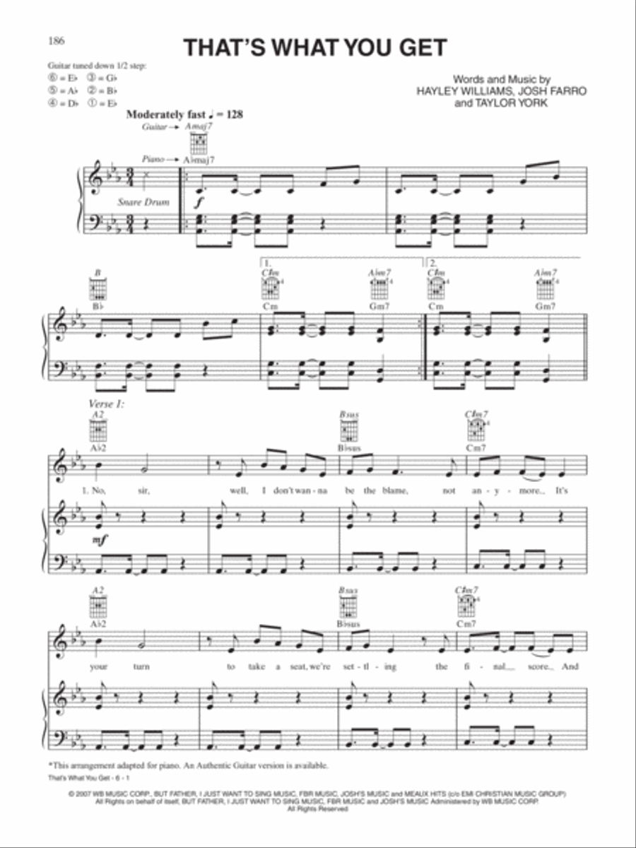 That's What You Get Piano, Vocal, Guitar scores gallery preview page 1