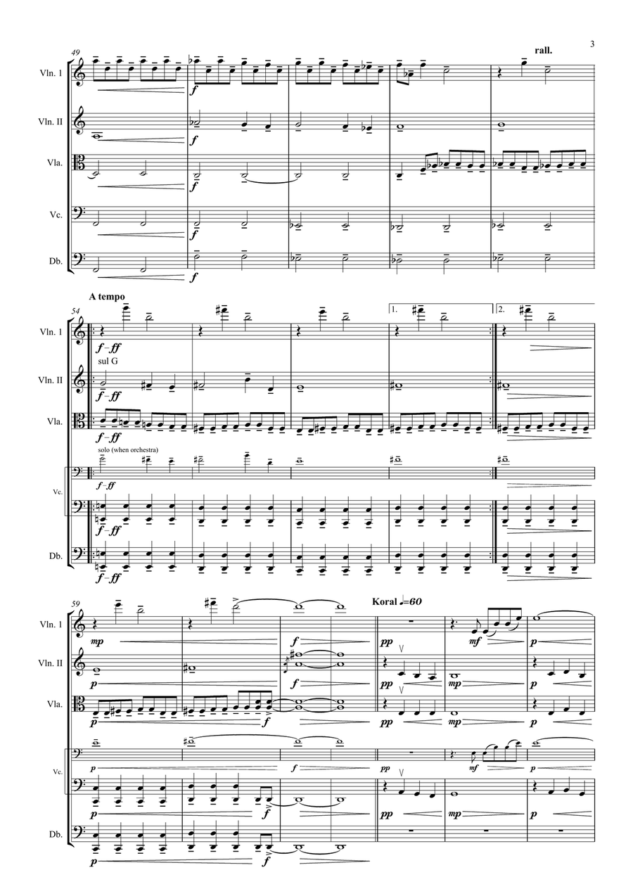 Koral & Vocalise for string orchestra or quartet String Orchestra scores gallery preview page 3