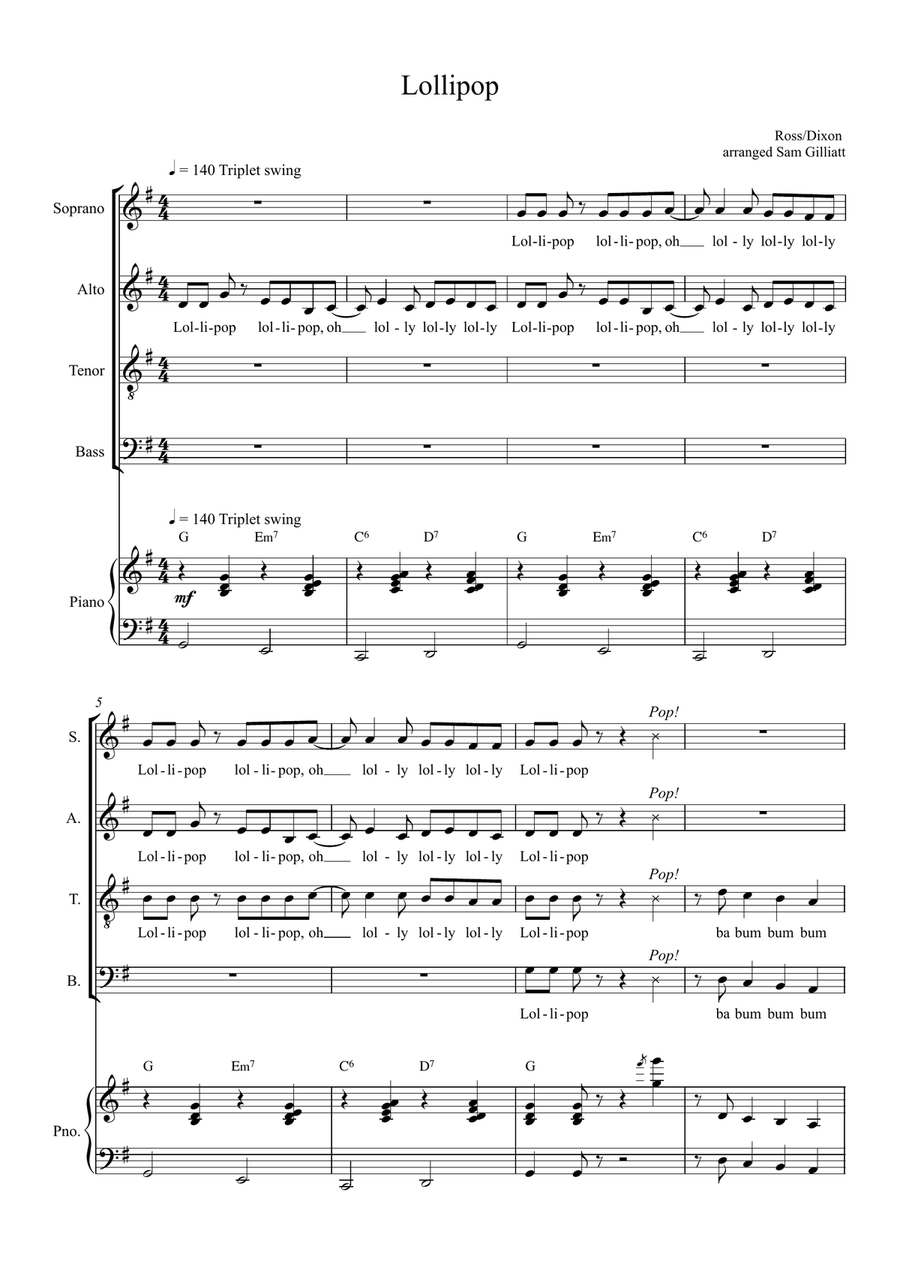 Lollipop Lollipop 4-Part scores gallery preview page 1