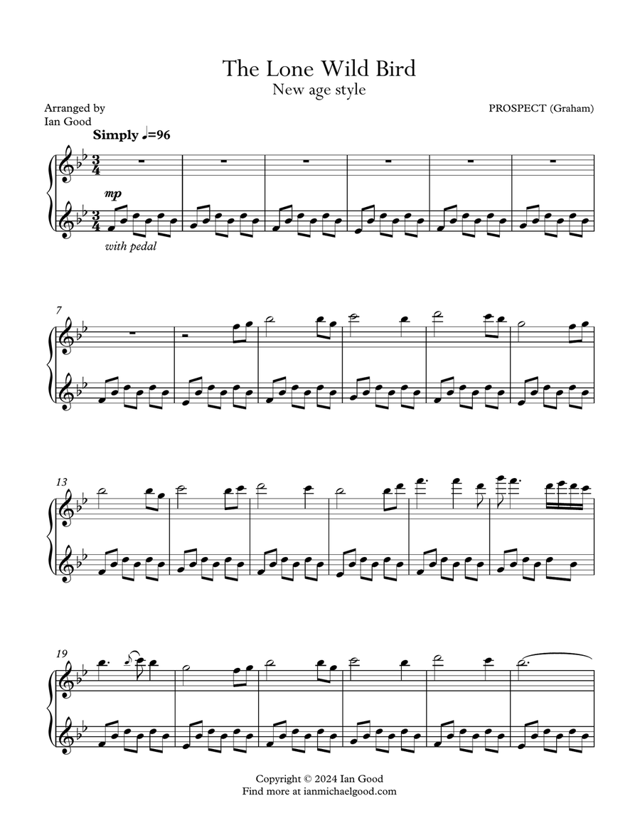 The Lone Wild Bird (new age piano) Piano Solo scores gallery preview page 1