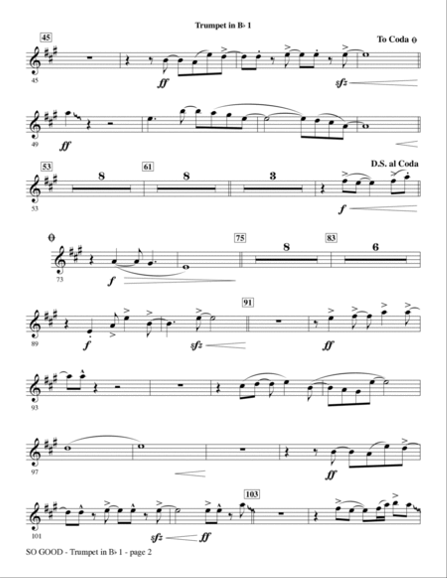 So Good - Bb Trumpet 1 So Good - Bb Trumpet 1 Choir scores gallery preview page 2
