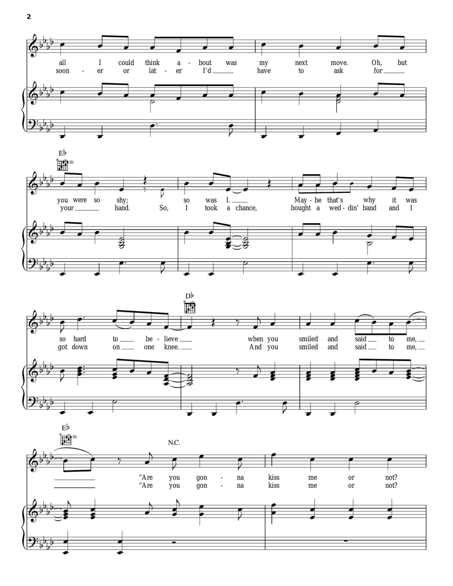 Are You Gonna Kiss Me Or Not Piano, Vocal, Guitar scores gallery preview page 2