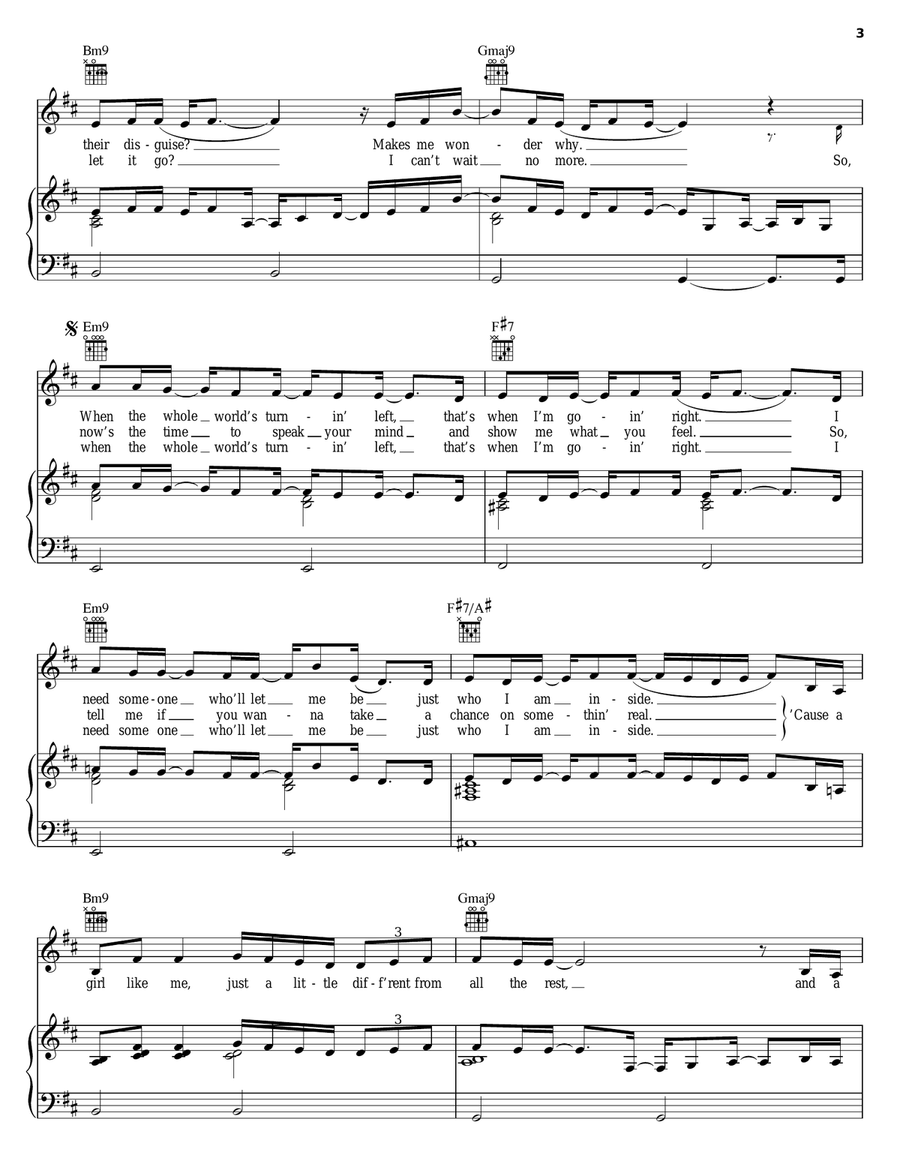 A Girl Like Me Piano, Vocal, Guitar scores gallery preview page 3