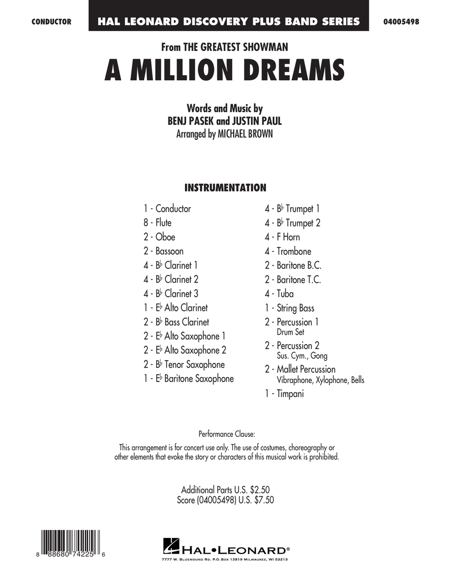A Million Dreams (from The Greatest Showman) (arr. Michael Brown) - Full Score Concert Band scores gallery preview page 1