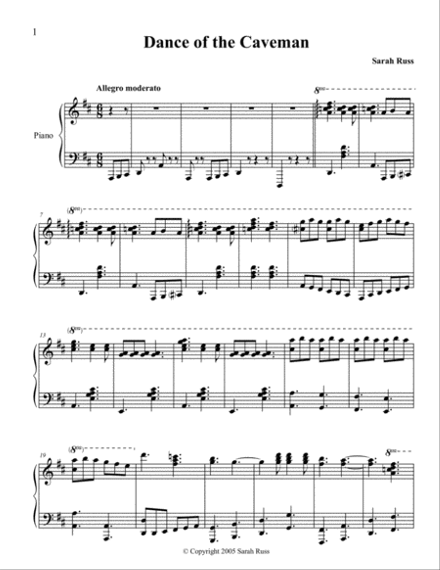 Dance of the Caveman Piano Solo scores gallery preview page 1