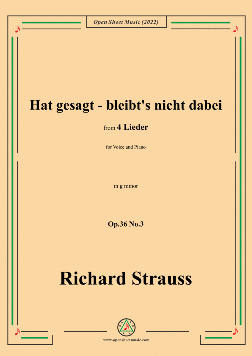 Richard Strauss-Hat gesagt-bleibt's nicht dabei,in g minor image number null