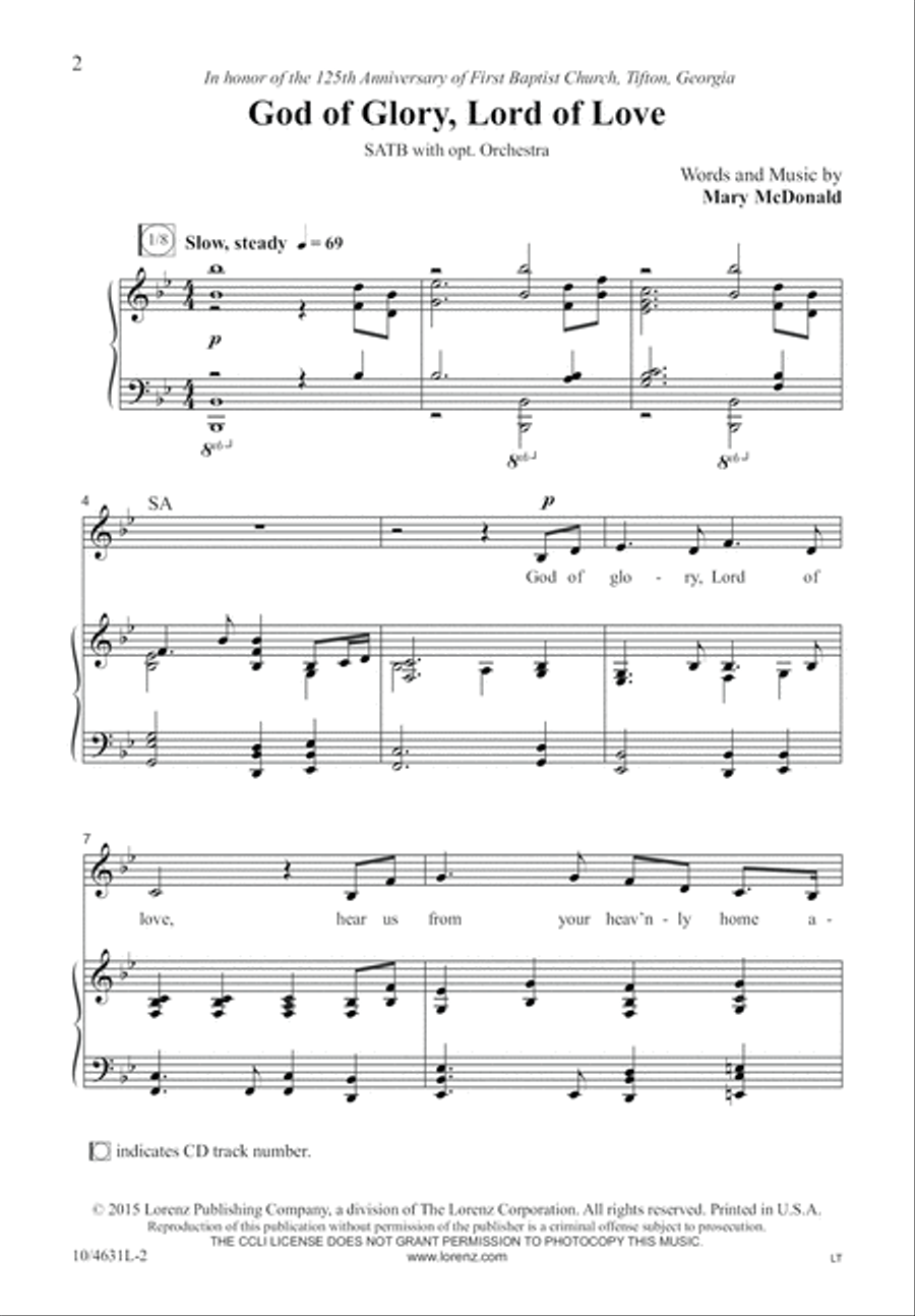 God of Glory, Lord of Love 4-Part scores gallery preview page 2