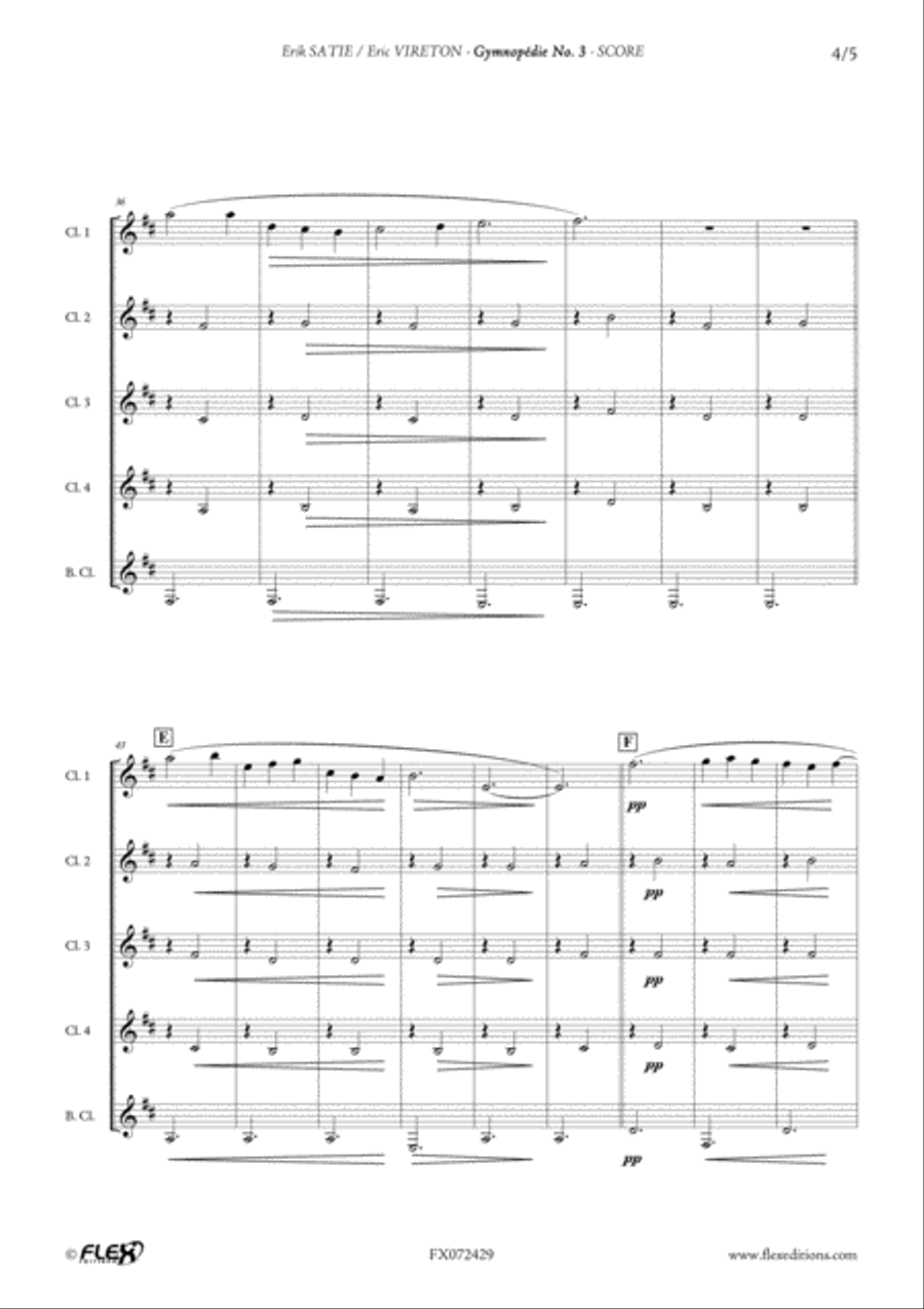 Gymnopedie No. 3 Clarinet Quintet scores gallery preview page 4