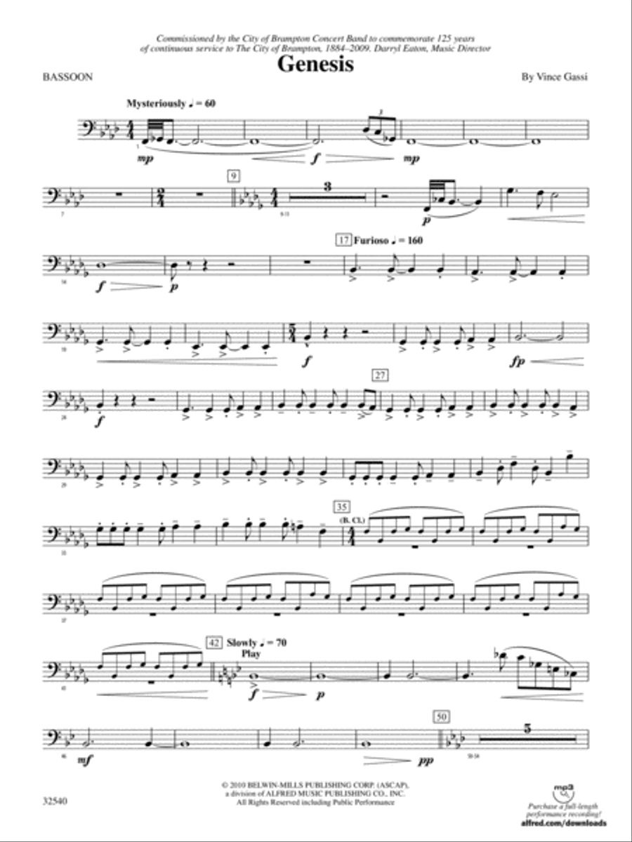 Genesis: Bassoon Concert Band scores gallery preview page 1