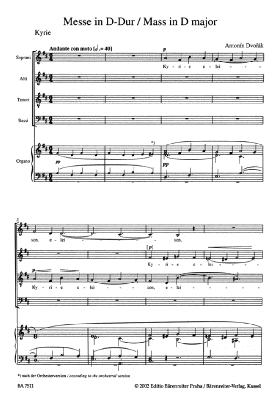 Mass for Soloists, Choir and Organ D major, Op. 86 4-Part scores gallery preview page 2