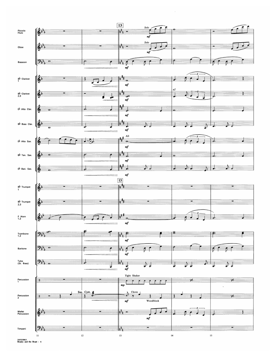 Beauty and the Beast (arr. Jay Bocook) - Full Score Concert Band scores gallery preview page 4