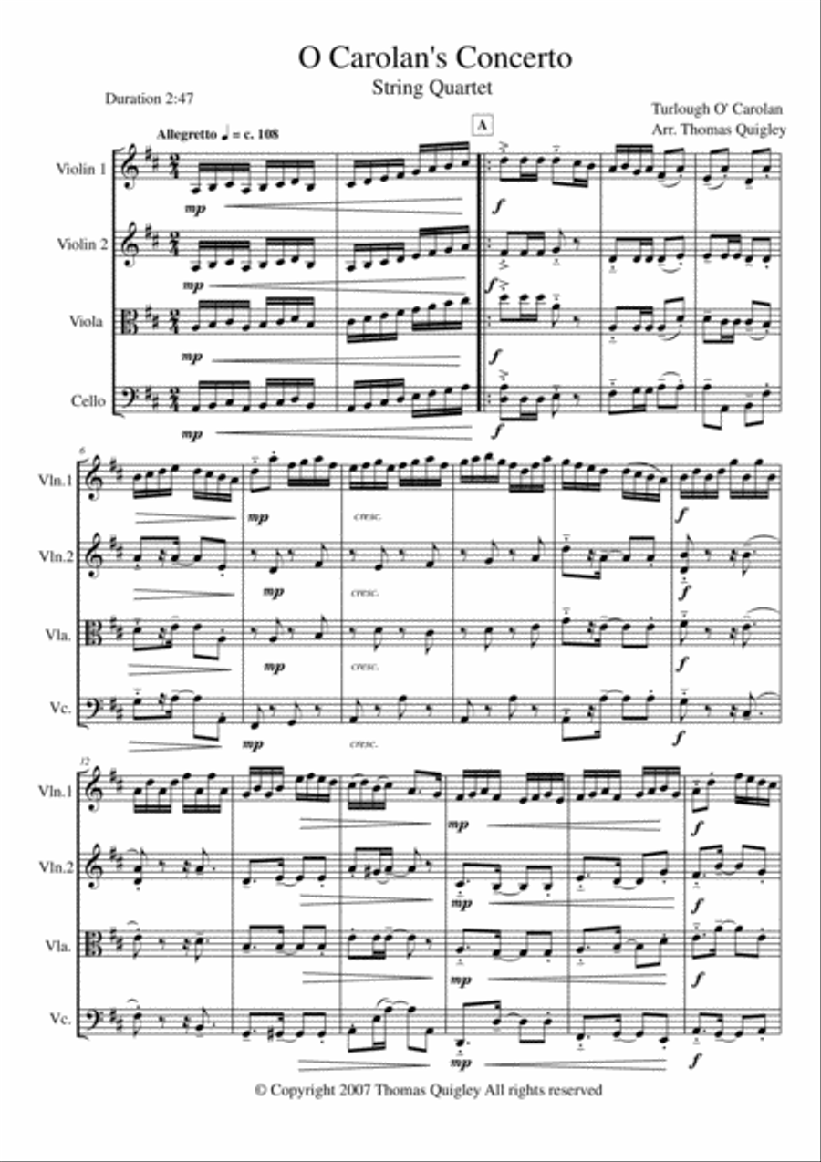 O Carolan's Concerto String Quartet scores gallery preview page 1