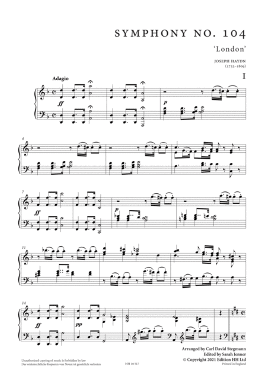 Symphony No. 104 Piano Solo scores gallery preview page 2