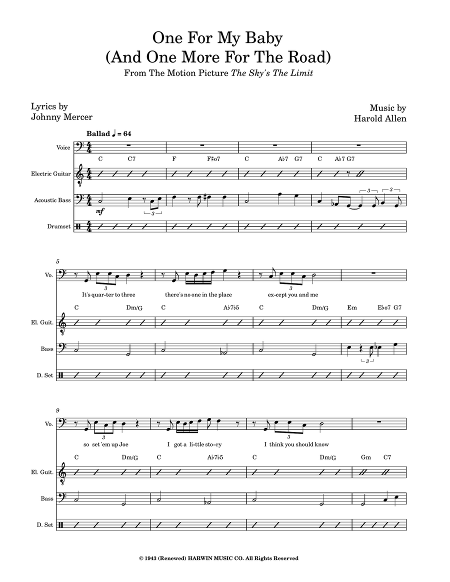 One For My Baby (And One More For The Road) Small Ensemble scores gallery preview page 1