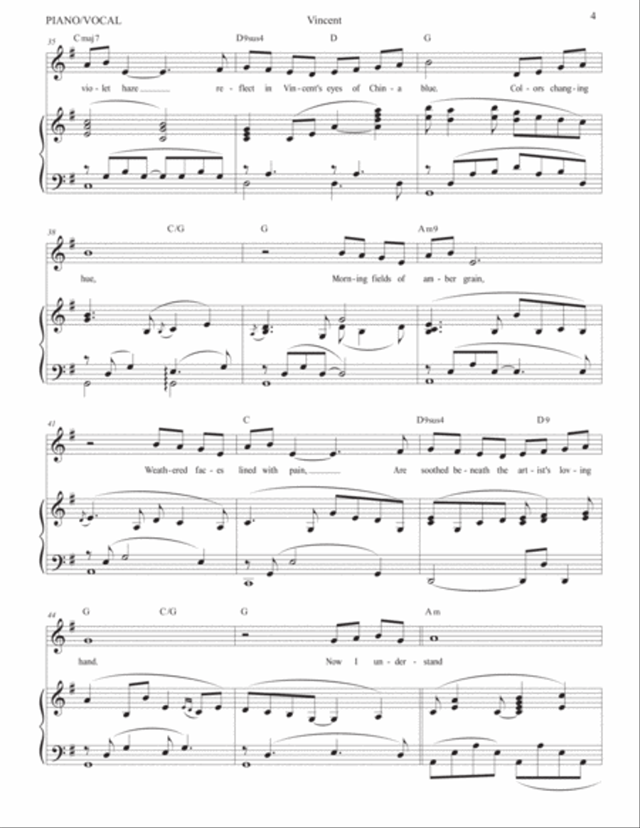 Vincent (Starry Starry Night) Voice Solo scores gallery preview page 5