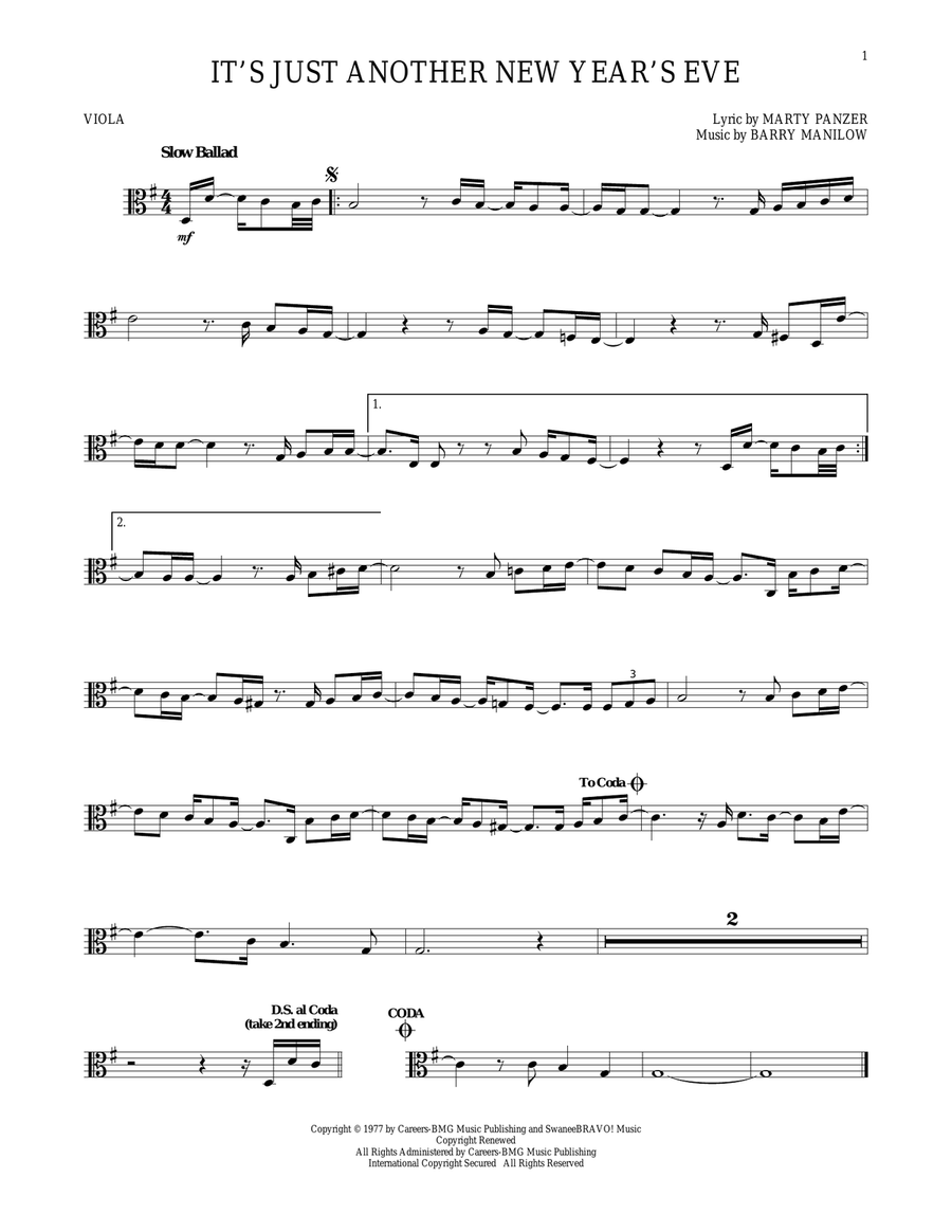 It's Just Another New Year's Eve Viola Solo scores gallery preview page 1