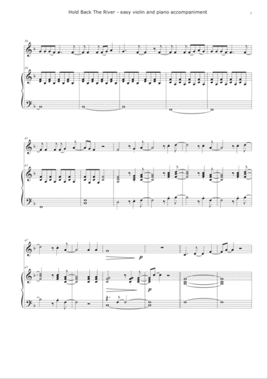 Hold Back The River Violin Solo scores gallery preview page 3