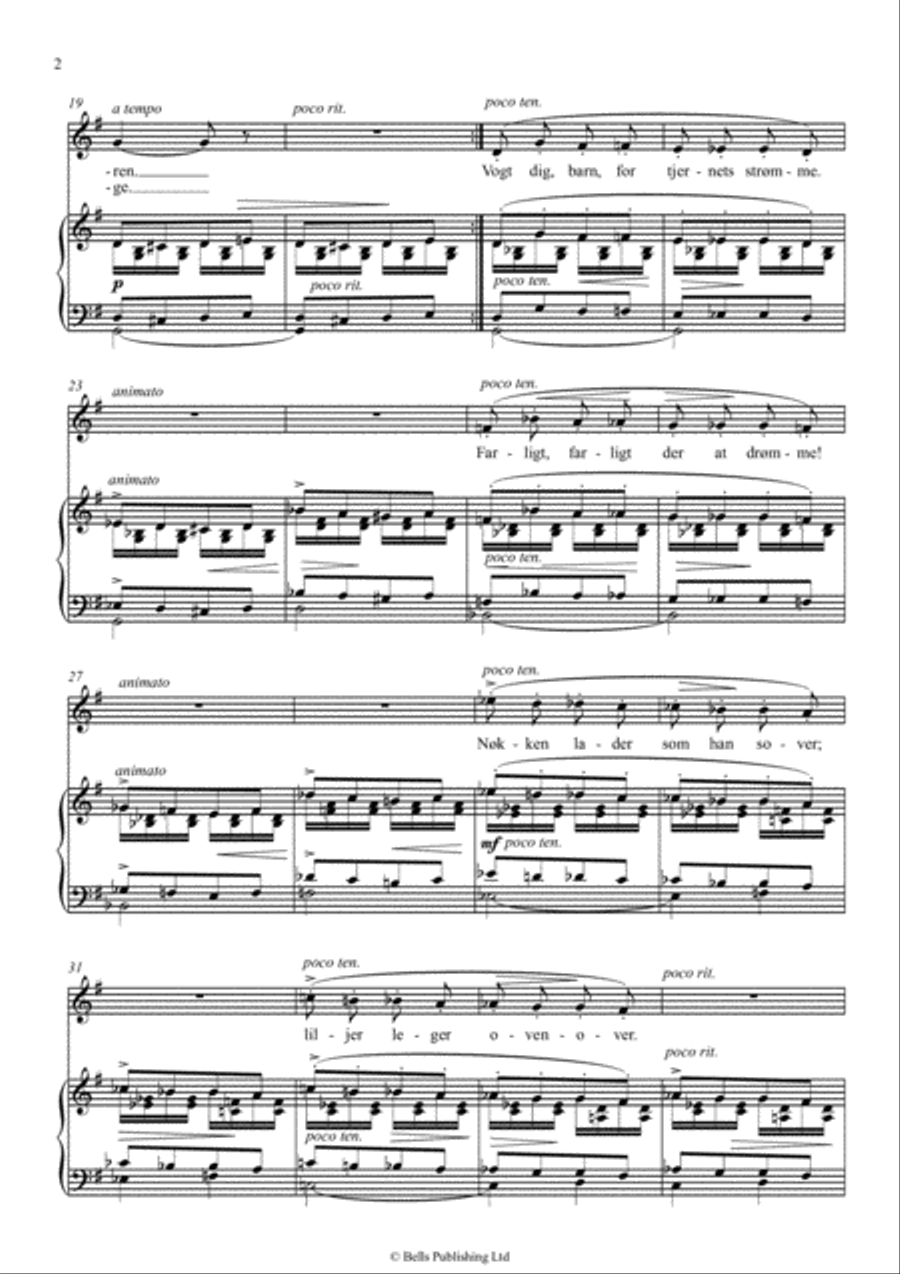 Med en vandlilje, Op. 25 No. 4 (G Major) Voice Solo scores gallery preview page 2