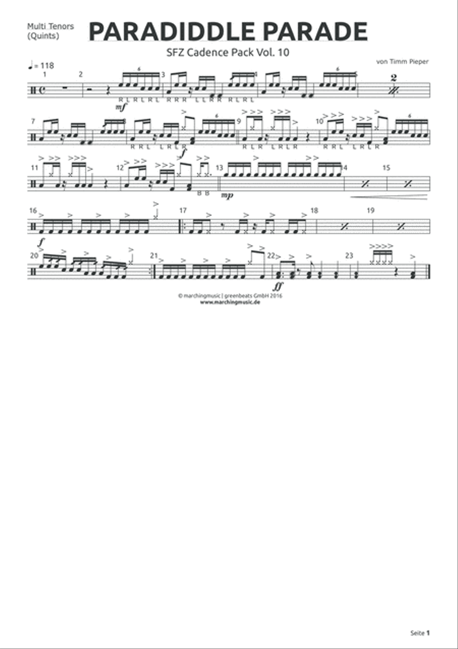PARADIDDLE PARADE Street Cadence Drum Set scores gallery preview page 4